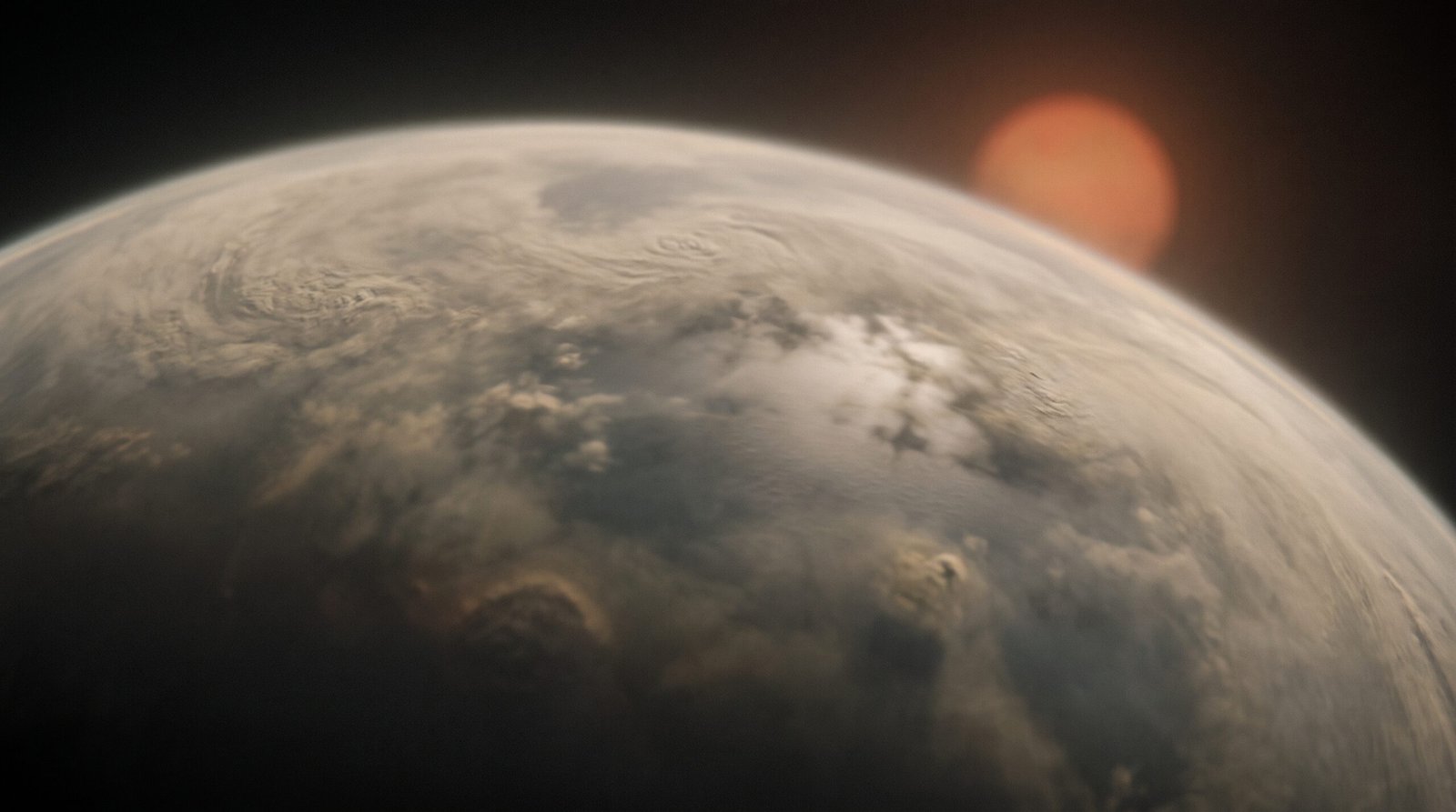 Artist concept of what ancient Venus may have looked like billions of years ago if it once held liquid water, shown as scientifically uncertain and unconfirmed