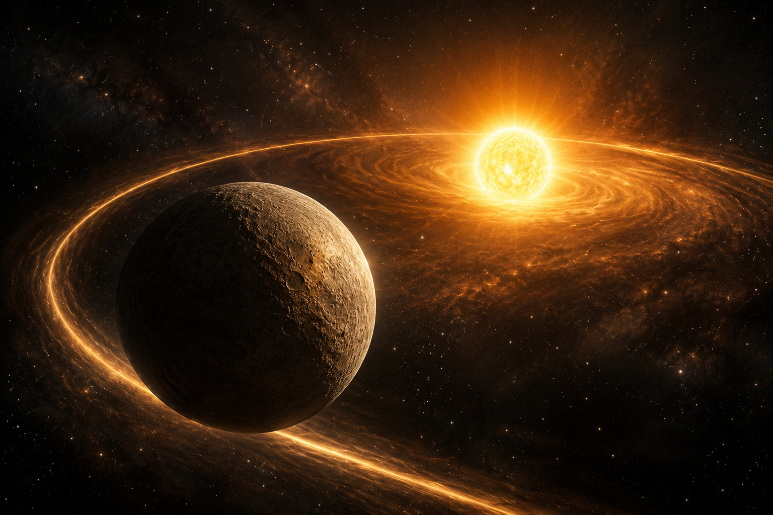 Cinematic visualization of Mercury orbiting close to the Sun