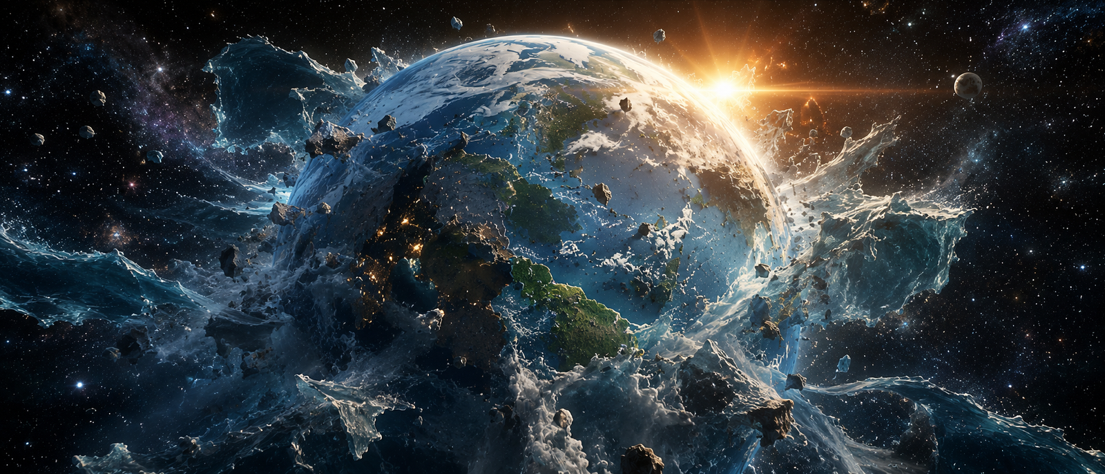 What would happen if Earth lost its gravity, shown from orbit