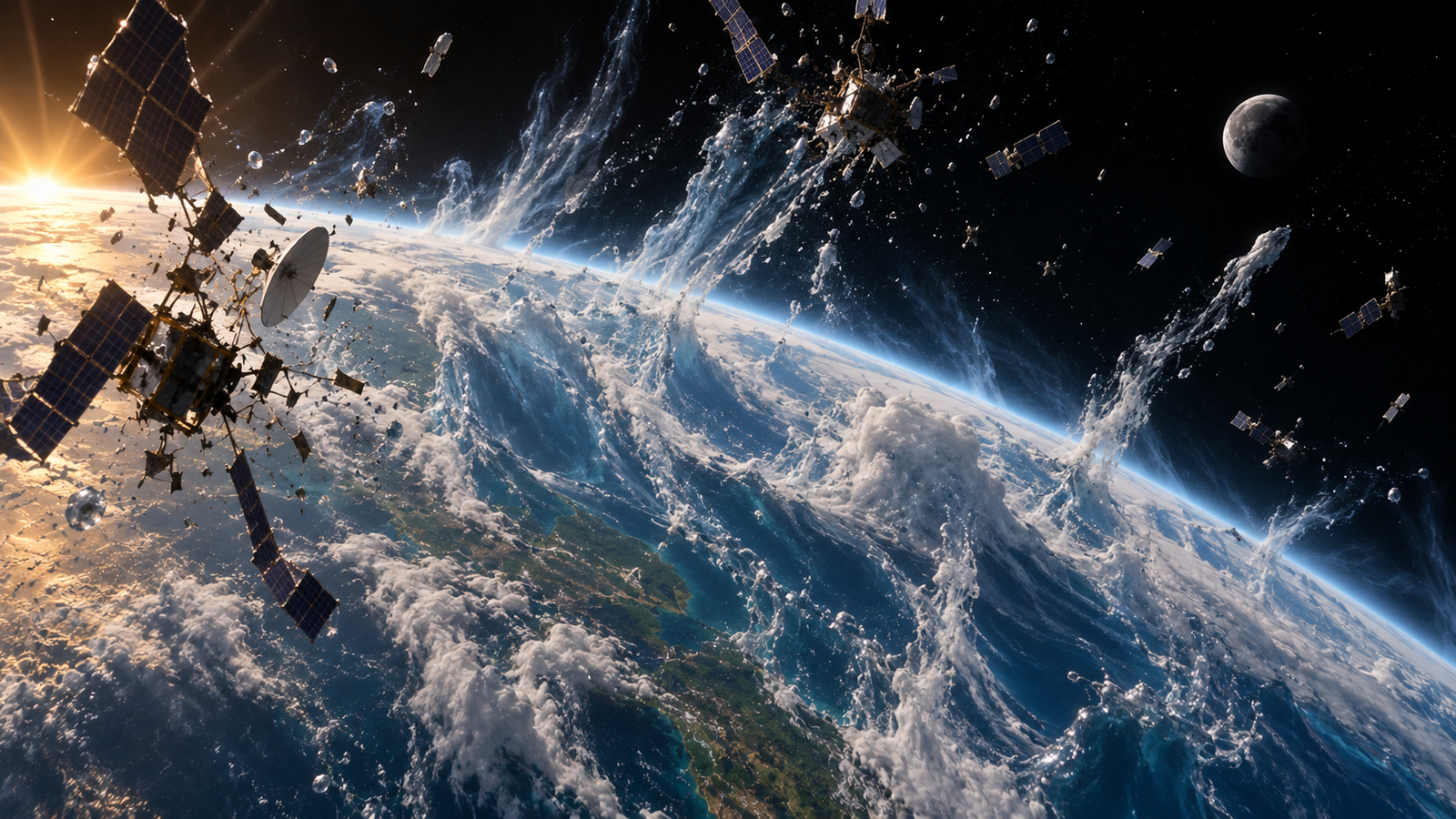 Earth's upper atmosphere beginning to escape into space after gravity disappears.