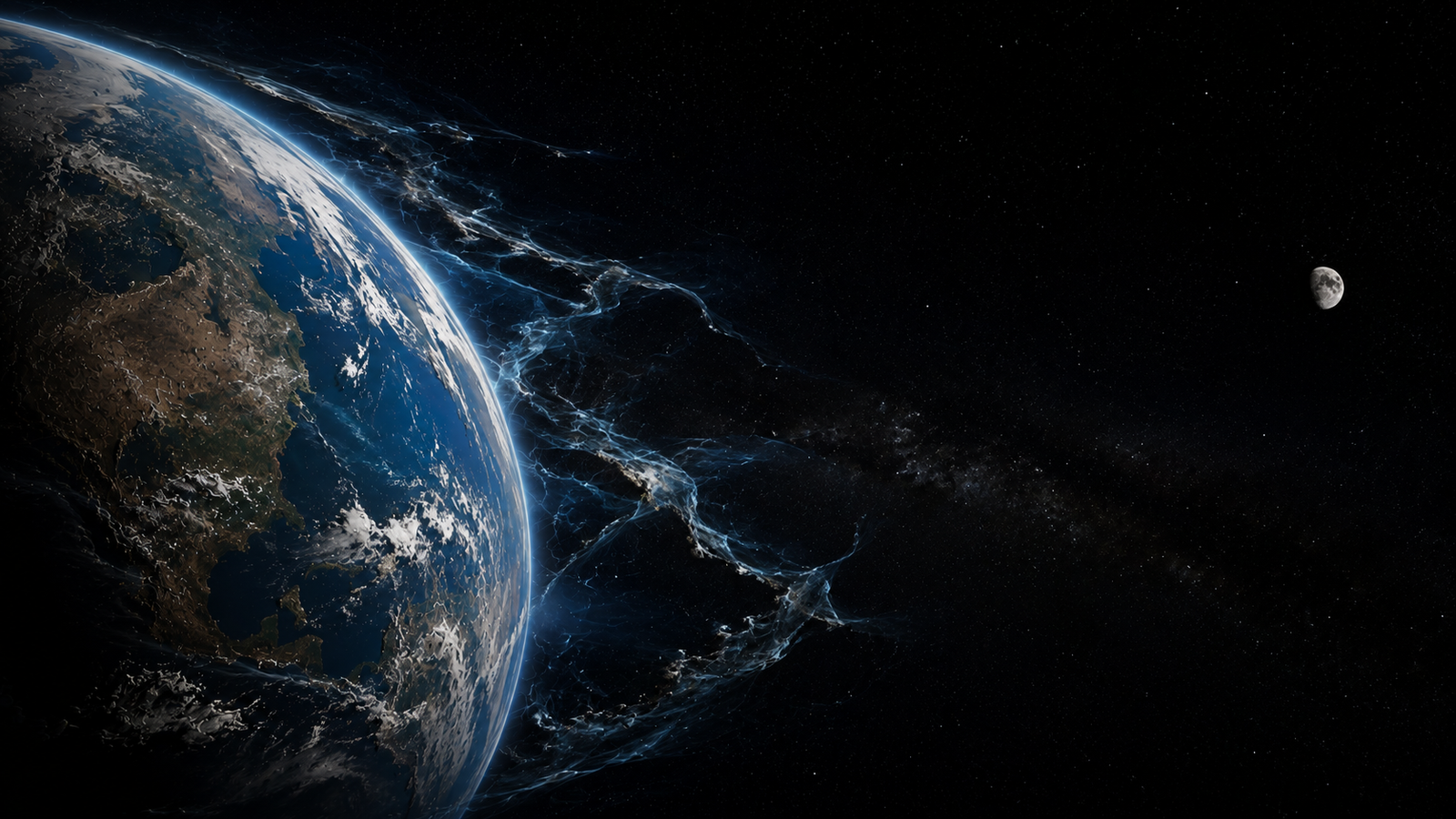 The Moon slowly drifting away from Earth after gravity disappears.