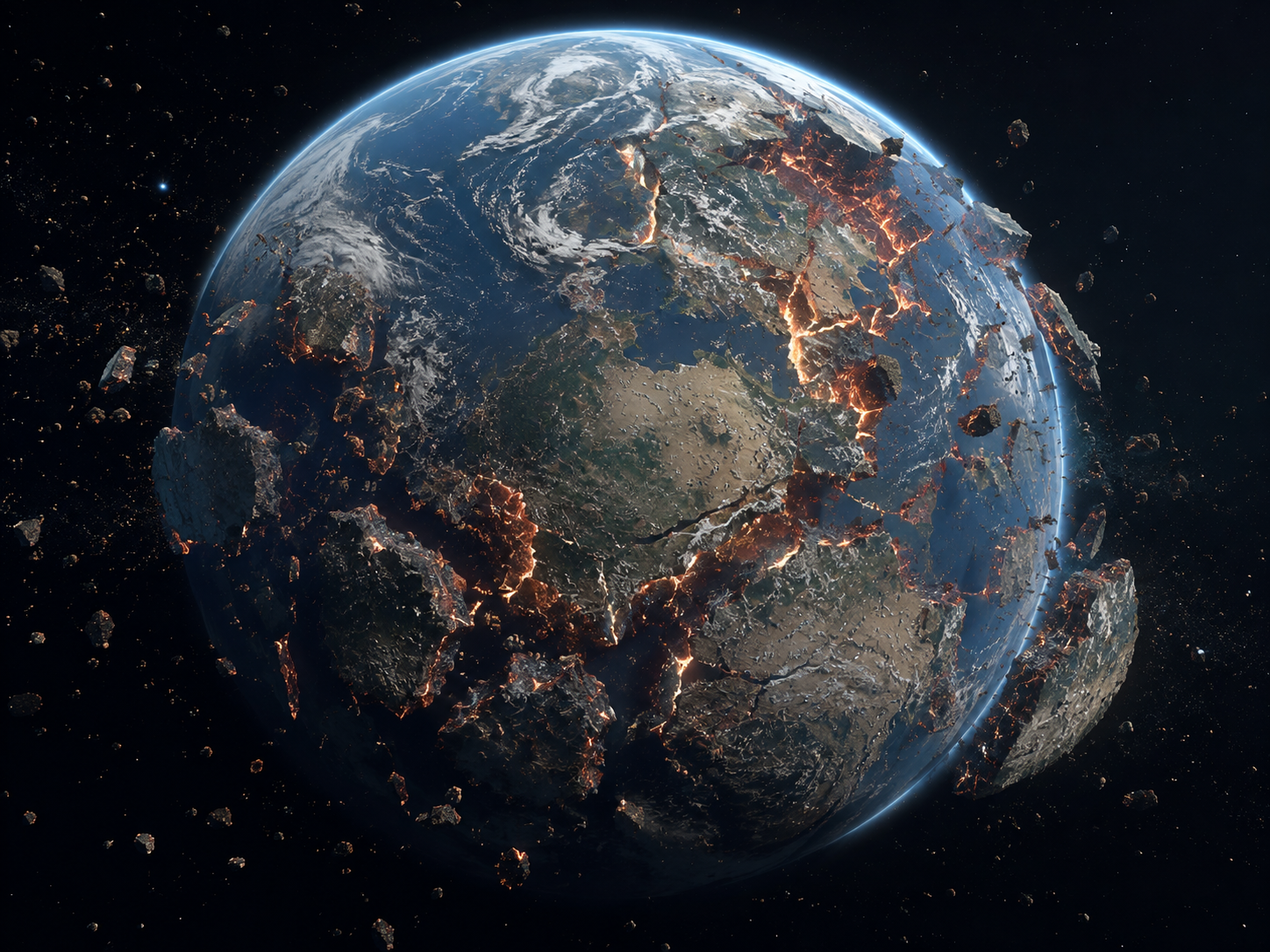 Earth slowly coming apart after losing the gravity that holds it together.
