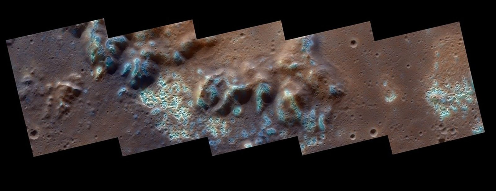 NASA MESSENGER image showing mysterious hollows across Mercury's cratered surface