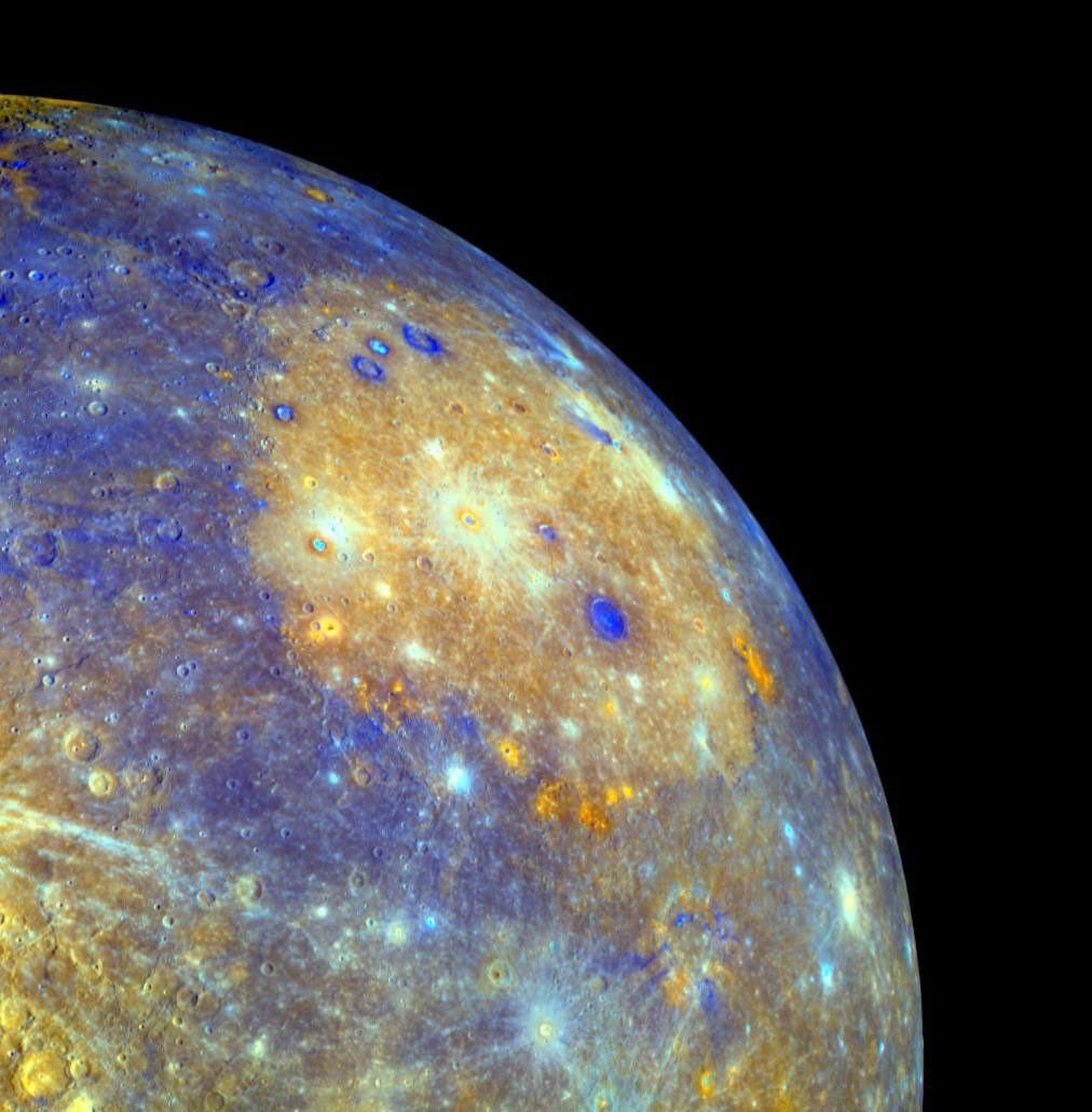 Caloris Basin on Mercury photographed by NASA's MESSENGER spacecraft