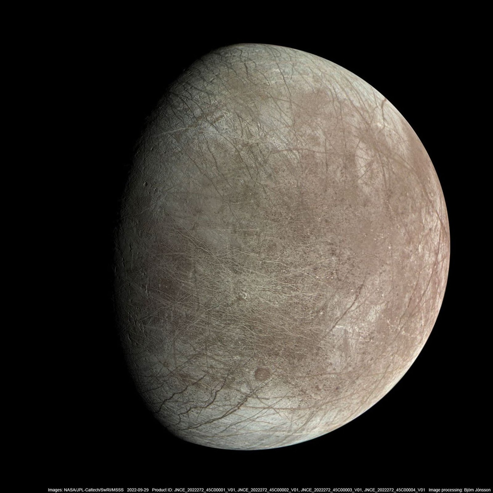 Europa's Hidden Ocean: 60 Miles of Ancient Mystery Europa's hidden ocean beneath the icy, fractured surface of Jupiter's moon, imaged by NASA's Juno spacecraft