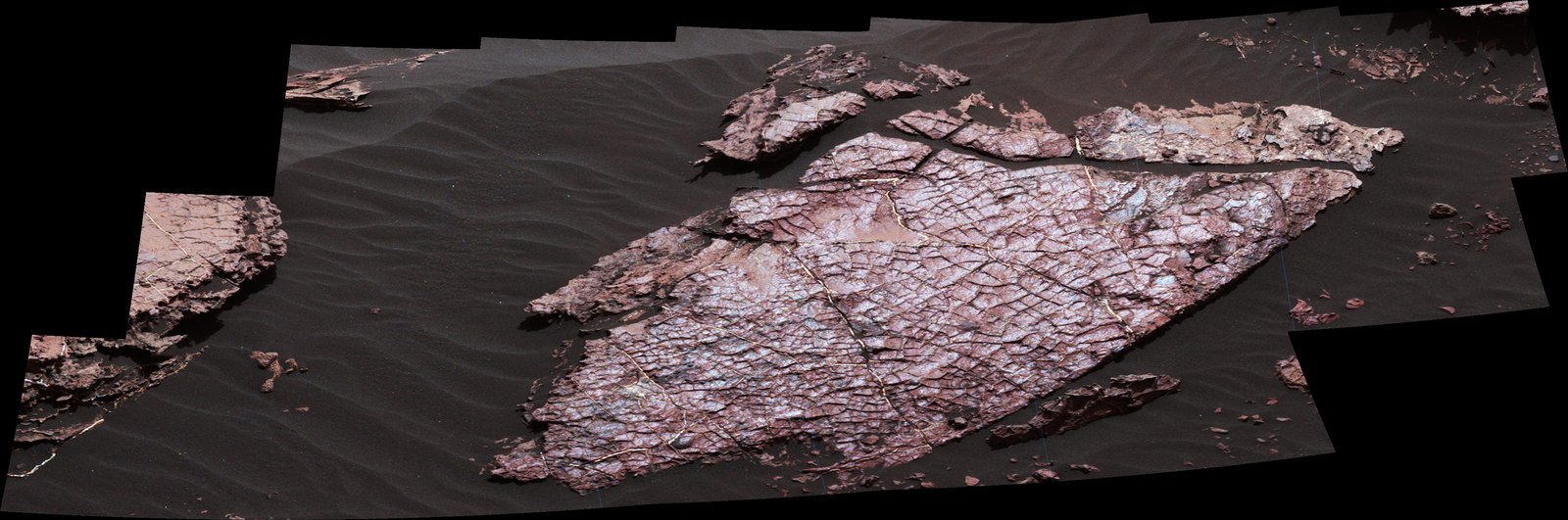 Mars: The Planet That Lost Its Oceans Real Curiosity Mastcam photograph of layered ancient mudstone with drying mud cracks in Gale Crater on Mars