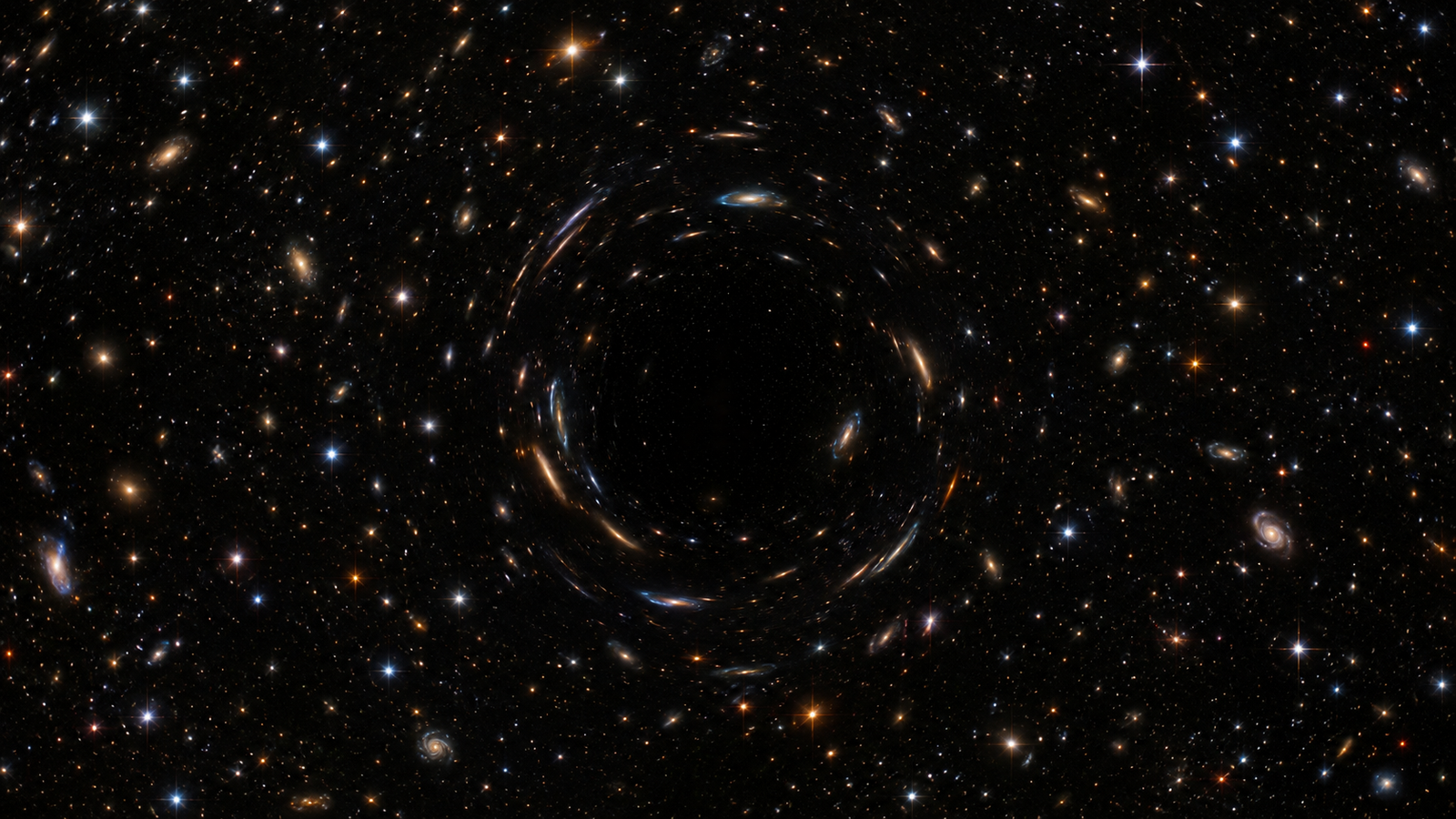 Dark Matter Might Not Be Matter at All: Inside the Theory That Gravity Is Leaking From a Parallel Universe A region of deep space where background starlight appears subtly bent with no visible object present, illustrating gravity from a source that cannot be seen