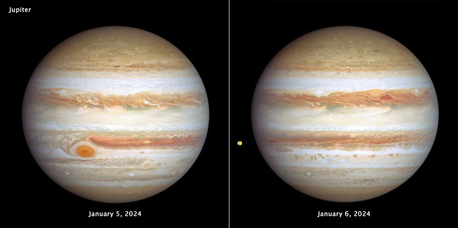 Jupiter: The Planet That Never Stopped Forming Real Hubble Space Telescope photograph of Jupiter showing both the Great Red Spot and the smaller storm nicknamed Red Spot Jr among the planet's banded clouds