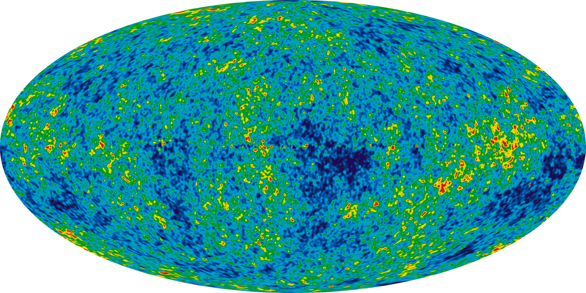 All sky map of the cosmic microwave background from NASA's WMAP, showing faint temperature differences in the oldest light in the universe